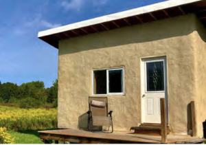 Serene Cabin. Natural building made of straw bale construction.